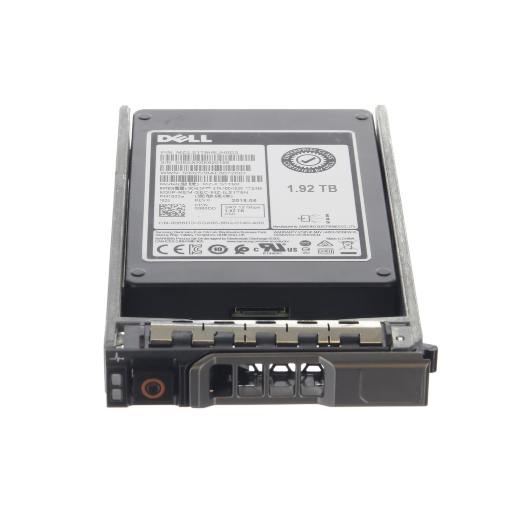 Dell Samsung PM1633A 2.5" 1.92TB 12GBPS RI SAS SSD Drive - 086DD MZ-ILS1T9B